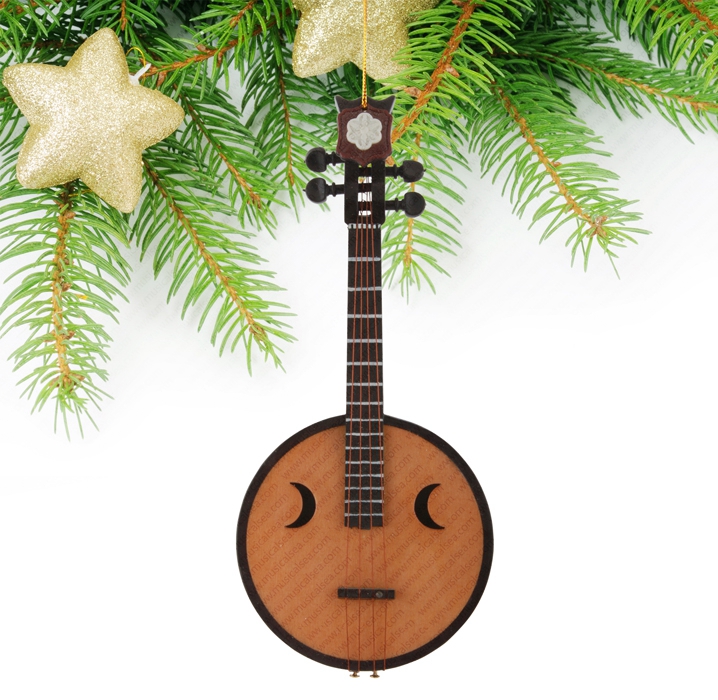 Miniature wooden moon guitar Christmas tree o